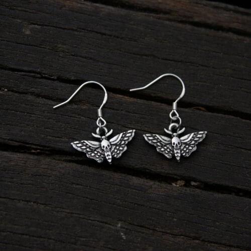 SanLan Vintage Dead moth Head Skull Earring Dead Moth Shape Animal Insect For Women Jewelry