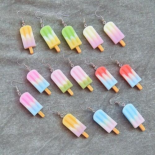 Cute Simulation Ice Cream Dangle Earrings for Women Girl Trendy Artificial Fake Food Resin Drop Earrings Funny Eardrop Jewelry