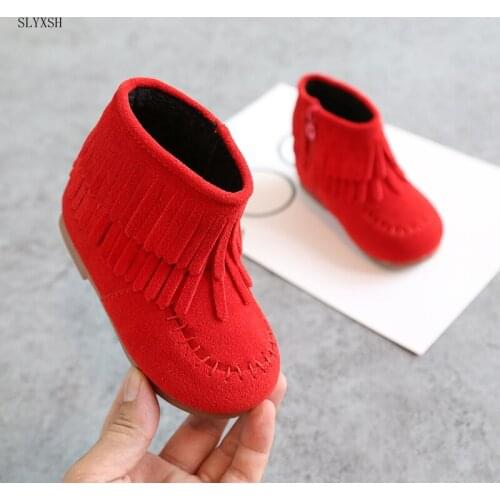 SLYXSH 2018spring and autumn new fringed princess childrens boots winter girls' shoe