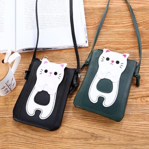 2021 female Mobile phone bag new mini bag Korean cartoon messenger bag zero wallet vertical mobile phone bag hanging neck
