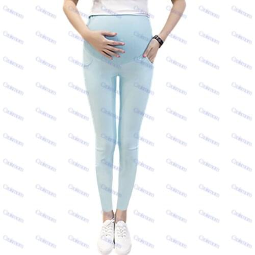 40-80KG Knitted Maternity Leggings Pregnant Womens Pencil Pants Maternity Stretchy Slim Skinny Pregnancy Pants Abdomen Support