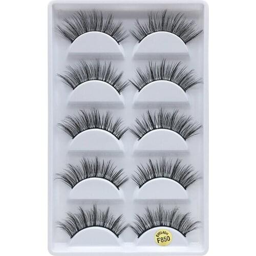 Xinleyong 5 Pairs 3D Handmade Fake Eyelashes Natural Long Thick Daily Makeup Thick Cross Eyelashes Eye