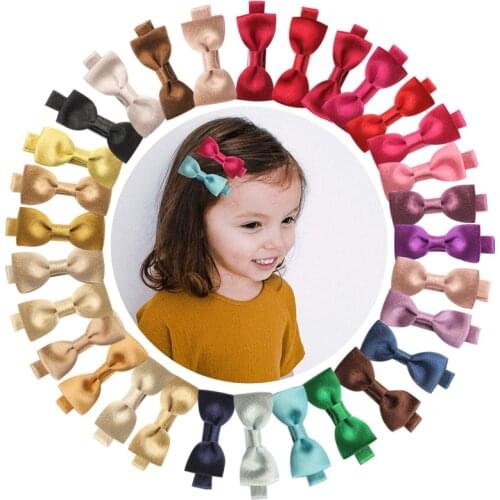 30 Colors 5pcs/set Colorful Ribbon Bowknots Hair Clips Baby Girls Boutique Mini Hairgrip Cute Barrettes Kids Hair Accessories
