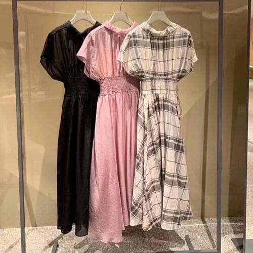 Sweet Elegant Pleated Slim Waist Fairy Dress Chic Drawstring Bow Design Robe Fashion Tide Short Sleeve Vestido with Camis