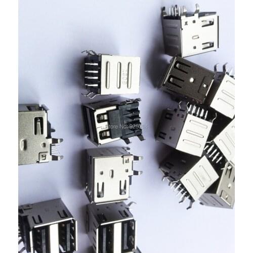 10PCS DOUBLE USB FEMALE SOCKET for PC PCB Board MOUNT Soldering Sockets