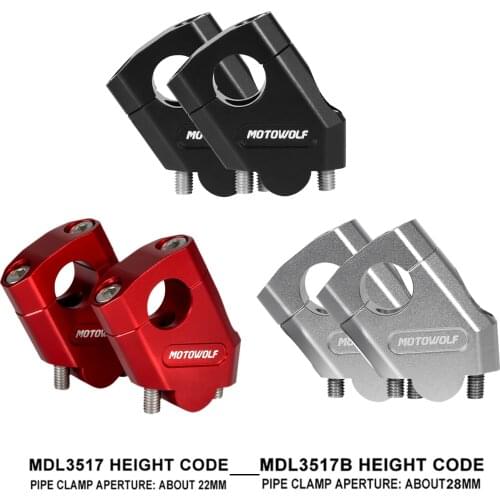 2Pcs Universal Motorcycle CNC Aluminum Handle Bar Riser Bar Mount Bracket Clamp