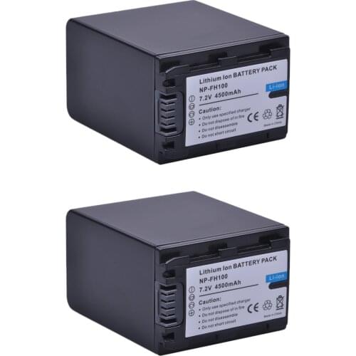 2x 4500mAh NP-FH100 NP FH100 FH100 Battery for Sony DCR-SX40 SX40R SX41 HDR-CX105 FH90 FH70 FH60 FH40 FH30 FP50 SR42E SR45E HC5E
