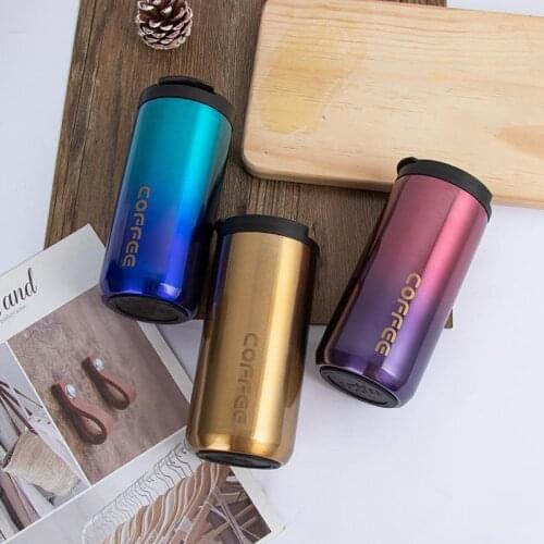 350ml/500ml Gradient color stainless steel 304 vacuum cup student couple coffee cup office cup Leak-Proof Thermos Mug For Gifts