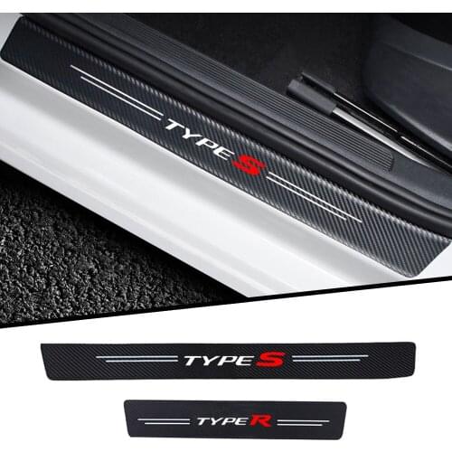 4pcs car sticker carbon fiber texture threshold strip Decoration modification For Honda TYPES TYPER car Accessories