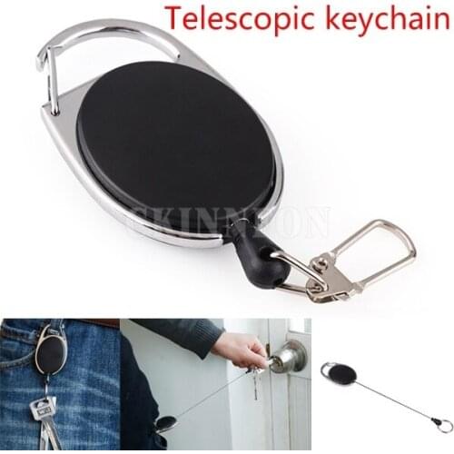 500Pcs/Lot Outdoor Telescopic Wire Rope Key Burglar Keychain Tactical EDC Retractable Chain Return Key Ring Holder Camping