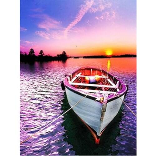 5D DIY Square Round Diamond Embroidery Landscape Mosaic Boat Shape Cross Stitch set Crystal Home Decoration Gift WG2259
