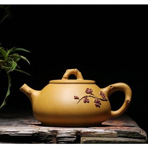 Free Shipping 280ML New Arrival Purple Clay Plum blossom Teapot Yixing Handmade Kung Fu Zisha Tea Pot Gift BOX