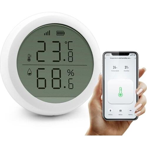 Smart Home Wifi Wireless Temperature Heat Detector Smart Control Application Home Temperature Humidity Sensor With LCD Screen