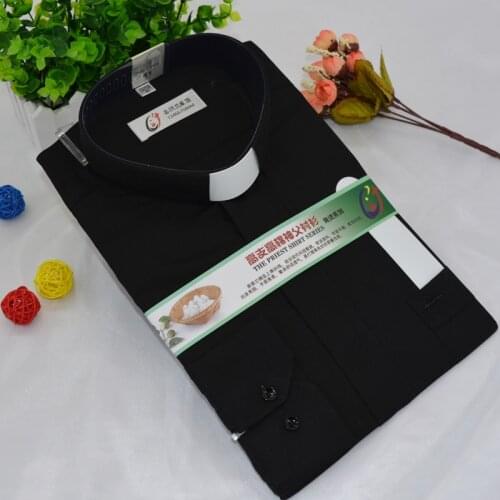 Priest Shirt Catholic Long Sleeve Shirt Stand-up Collar Cotton Polyester Roman Shirts Men Priest Uniforms