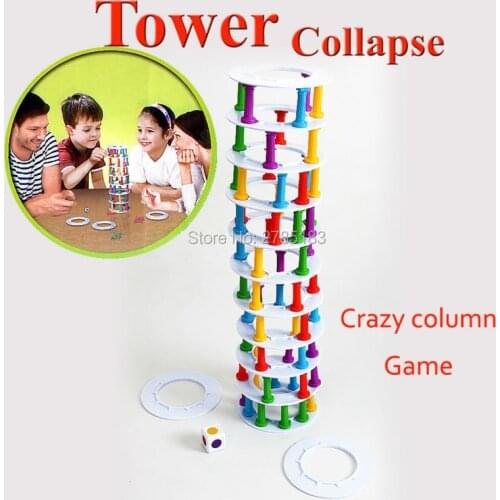 Crash tower collapse crazy column game balance toy Building play blocks Challenge Game for Family Fun Kids Toys