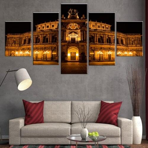 Home Decor Poster HD Pictures Prints Canvas 5 Piece Modular Dresden Scenery Living Room Decorative Painting Framed