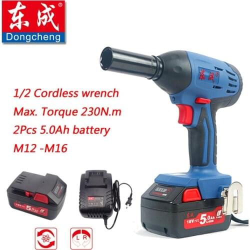 18V Cordless Impact Wrench Max. 230 N.m Rechargeable Electric Wrench 1/2" Electric Wrench (Gift 19/22mm Sleeve) 2Pcs 5.0Ah