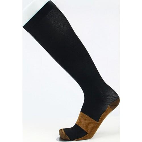 Unisex Compression Cycling Stockings Solid Color Varicose Vein Stocking Knee High Leg Support Stretch Pressure Circulation Socks