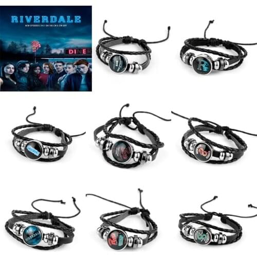 TV Riverdale Bracelet Leather Multilayer Bracelet & Bangle Riverdale Pattern Glass Cabochon Women Male Leather Bangle Wristband