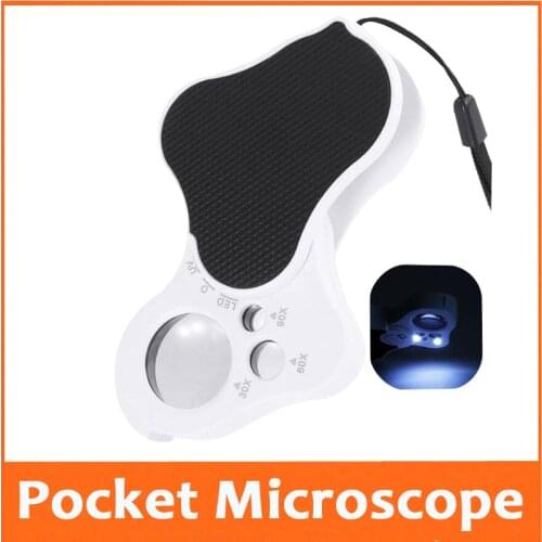 30X 60X 90X Illuminated Lupa Microscope StudentScience Experiment LED Light Source Lamp Checking Antique Magnifying Glass