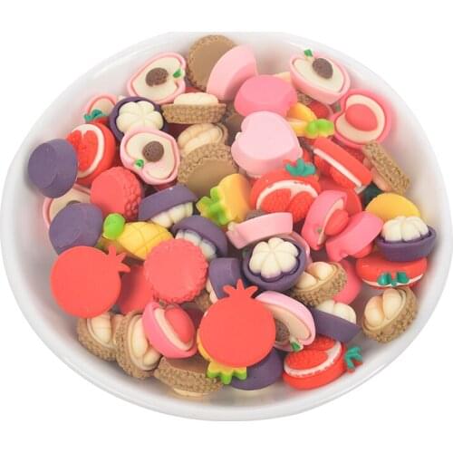 20Pcs Random Mixed Cute Simulation Fruit Pulp Resin Accessories Scrapbooking Cabochon Flatback Decoration Craft Embellishment
