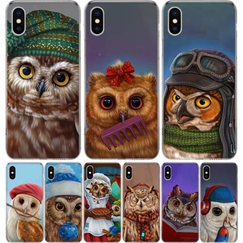 Cute Owl Hearts Lover Christmas Phone Case for Apple Iphone 11 12 X Xs Pro Max Mini XR 7 8 6 6s Plus 7G 6G 5G 5S 5 SE +Shell Cov