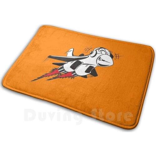 Cartoon Crazy Jet Fighter Mat Rug Carpet Anti-Slip Floor Mats Bedroom Air Airplane Bizarre Black Bomber Bombing Cartoon Cockpit