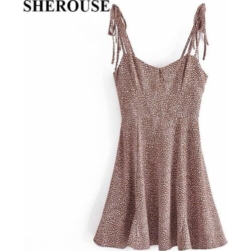 2021 New Women Print Dress Spaghetti Strap Pleated Above Knee Dresses Chic Lady Fashion Casual Women Clothes