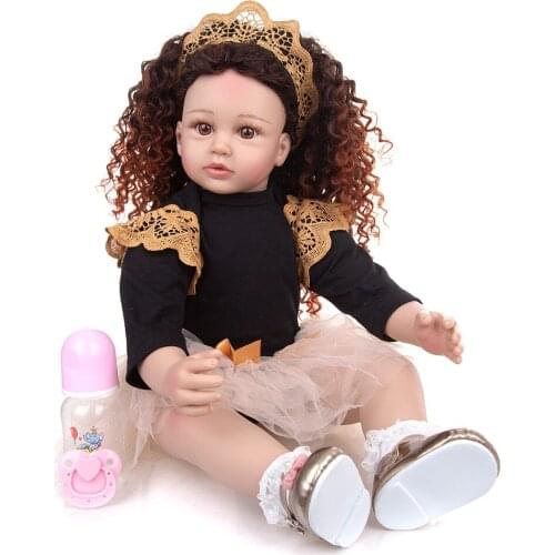 New Reborn baby doll toys 24 inch huge size Density Curls Princess girl bebe real doll kids Playmate Birthday Gift