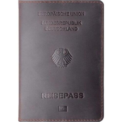 High Quality Genuine Leather Germany Passport Cover Deutschland Passpor Holder Crazy Horse Unisex Travel Passport Case as Gift