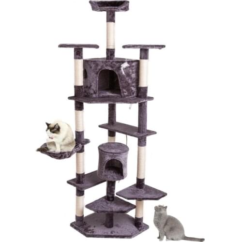80" Solid Cute Sisal Rope Plush Cat Climb Tree Cat Tower Gray Pet Cat Tree Scratcher Post Scratching Climbing Jumping Toys
