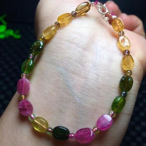 Wholesale Natural Tourmaline Stone bracelets Tourmaline Crystal With Shape Beads Bracelet for Women DIY Jewelry
