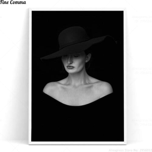 Posters and Prints Fashion Lady Black Poster Scandinavian Decor Nordic Art Wall Picture for Living Room Wall Art Canvas Print