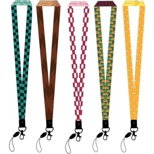 Anime Demon Slayer Kimetsu No Yaiba Lanyard Keychain Strap Phone Keys ID Card Holder Lanyard for Women Men Keys DIY Hanging Rope