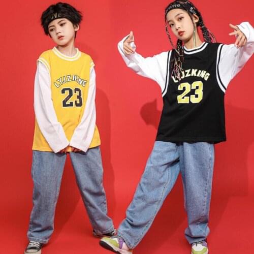 Kids Hip Hop dancing Clothing Outfits Oversize Shirt Tops Sweatshirt Jeans Pants for Girls Boys Jazz Dance Costume Clothes Wear
