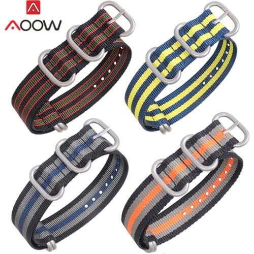 Heavy Duty Zulu Watchband Nylon Canvas Strap 18mm 20mm 22mm 24mm Striped 5 Ring NATO Men Replacement Band Watch Accessories