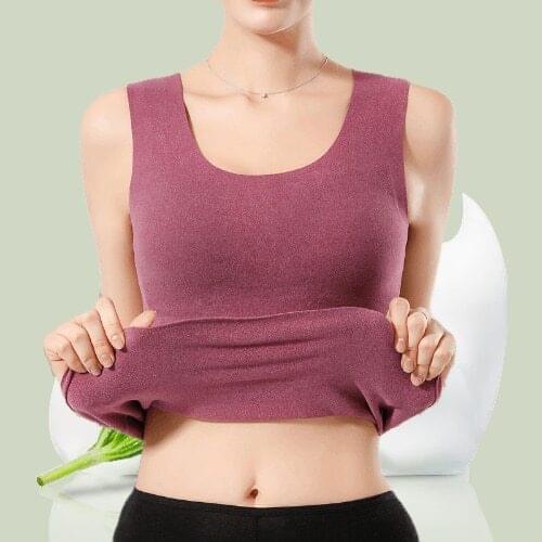 Women 2021 Winter Fashion Warm Sleeveless Tops Female Plus Velvet Bottoming Vest Tops Ladies Slim Thermal Underwear Tops E319
