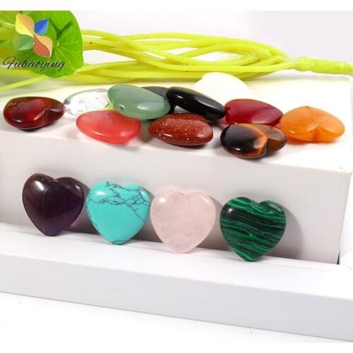 Love Heart 30pcs 20mm Charms Stone Jewelry No Hole Natural Agate Crystal Gem DIY Beads Becoration Wholesale