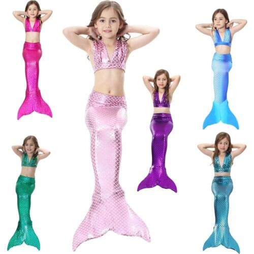 Mermaid Tail Swimsuit For Teen Girl Bathing Cosplay Costume Summer Kid Ariel Top+Shorts 3pc Set Child Boutique Swimwear Suit 10
