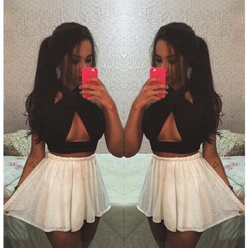 2021 Women Strappy Cross Over Front Cut Out Halter Neck Sleeveless Backless Crop Top Bandage Vest Summer Sexy Tops Woman Clothes