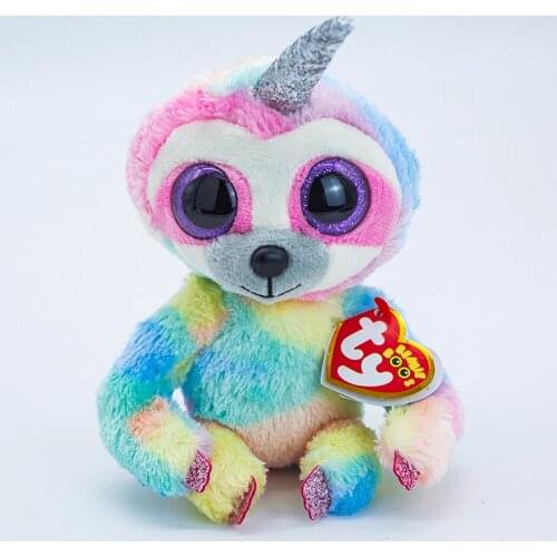 15CM Ty Colored Unicorn Sloth Soft Toy Big Eyes Cute Plush Animal Doll Birthday Christmas Gift For Children Bedside Decoration