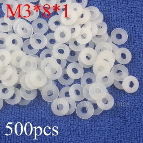 500pcs/lot M3*8*1 Thick White Nylon Flat Washer Insulation Gasket O Ring Plastic Washer