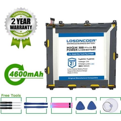 LOSONCOER Battery 4600mAh TLp041CC TLp041C2 Tablet Battery For Alcatel OneTouch POP 8 P320A