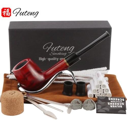 Smoking Tobacco Pipe Set Sandalwood Smoking Pipe Classic Retro Red Sandalwood Pipe With Gift Box For Smoking Accessories