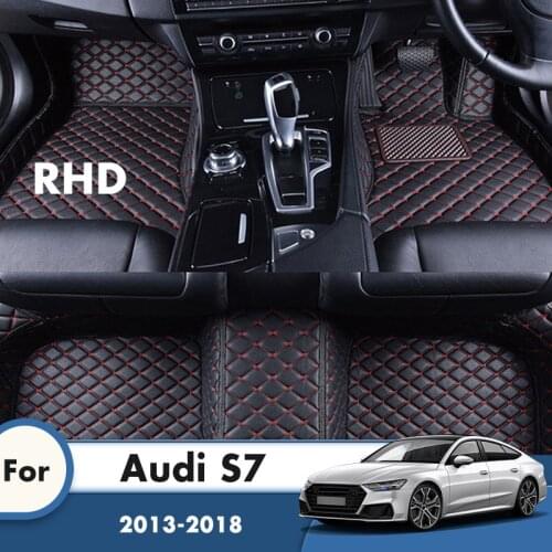 RHD Custom Car Floor Mats For Audi S7 2018 2017 2016 2015 2014 2013 Car Interiors Accessories Styling Carpet Leather Rugs Covers