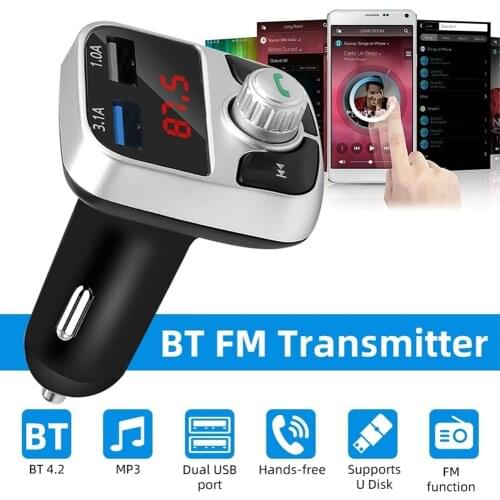 Car Bluetooth 5.0 FM Transmitter Kit Wireless Handsfree Audio Receiver MP3 Modulator Player 3.1A Dual USB Fast Charger