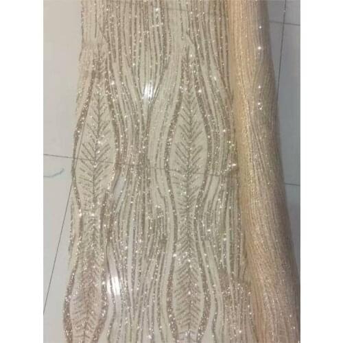 Gold african sparkly blingbling fabric with glued glitters sequins African lace fabric has glitter shinny for party or wedding