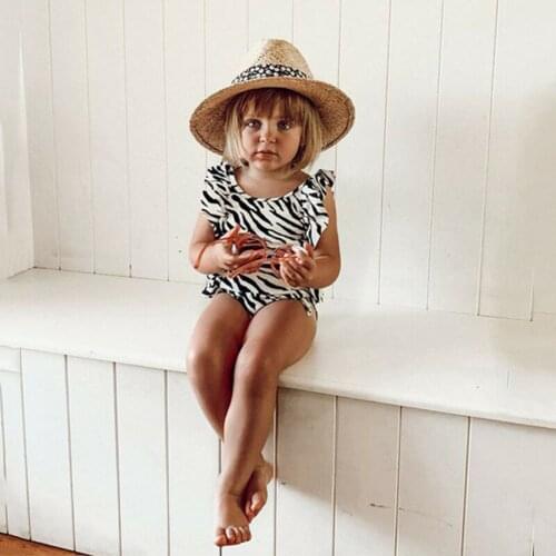 Toddler Baby Girls Sleeveless Solid Ruffles Swimsuit Beachwear Clothes One Piece Swimsuit One Suit Girl Swimwear Summer