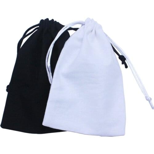 50pcs/lot) Black cotton drawstring bag recycle white cotton gift dust pouch customize size and logo