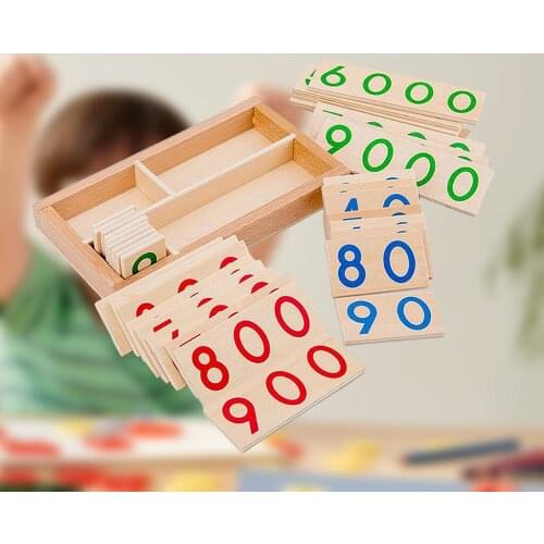 Wood 1-9000 Number Card Pre- Teaching Aids Motor Skill Learning Toys